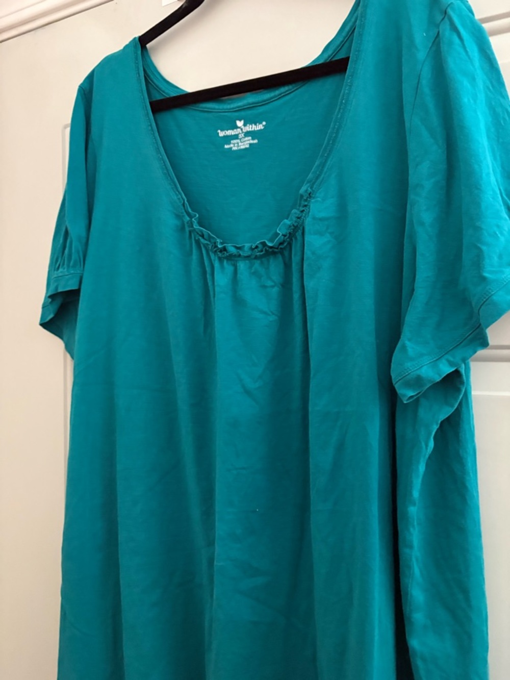 Woman Within Teal Scoop Neck Short Sleeve Tunic - Picture 2 of 4